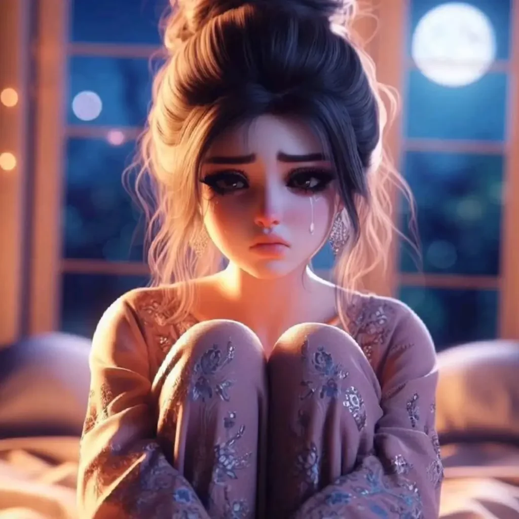 Alone Sad Cry Cirl DP Cartoon