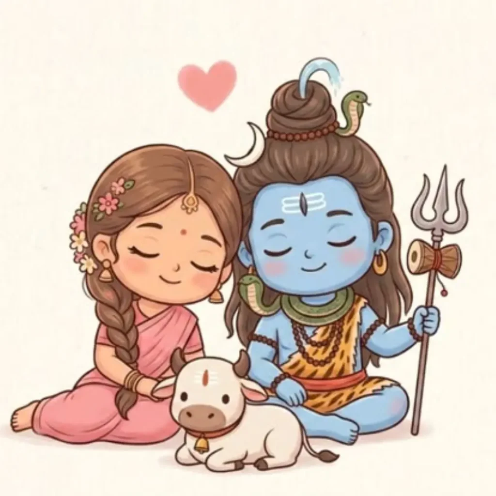Shiv Parvati Pic DP Cartoon