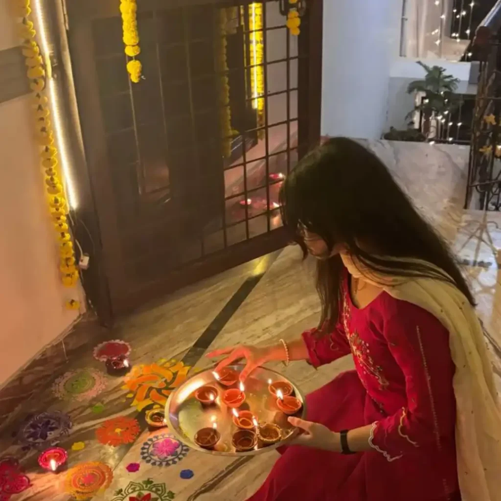 Diwali Puja Hidden Face Diwali DP Girl